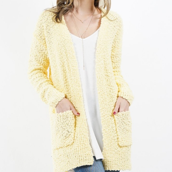yellow popcorn cardigan